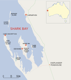 Map of Shark Bay region, Western Australia