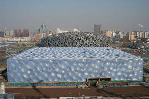 Beijing National Aquatics Centre and Beijing National Stadium (background)