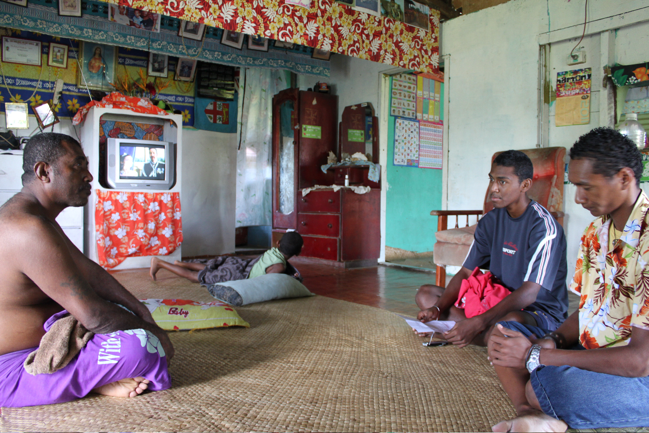 Interviewing fishermen in Fiji