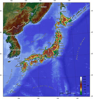 Topographic map of Japan
