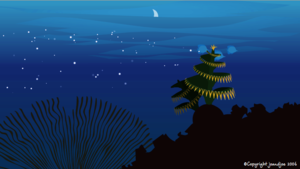Christmas tree worm animation still from Joe Jones