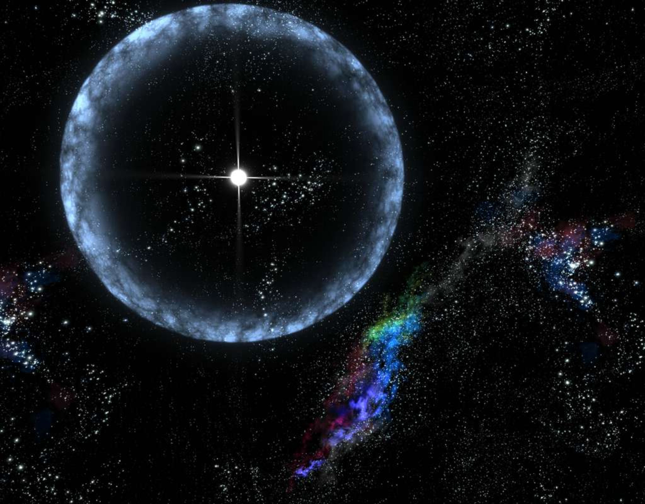 An artists's concept of the 2004 occurence in which a neutron star underwent a \star quake\, causing it to flare brightly, temporarily blinding all x-ray satellites in orbit.