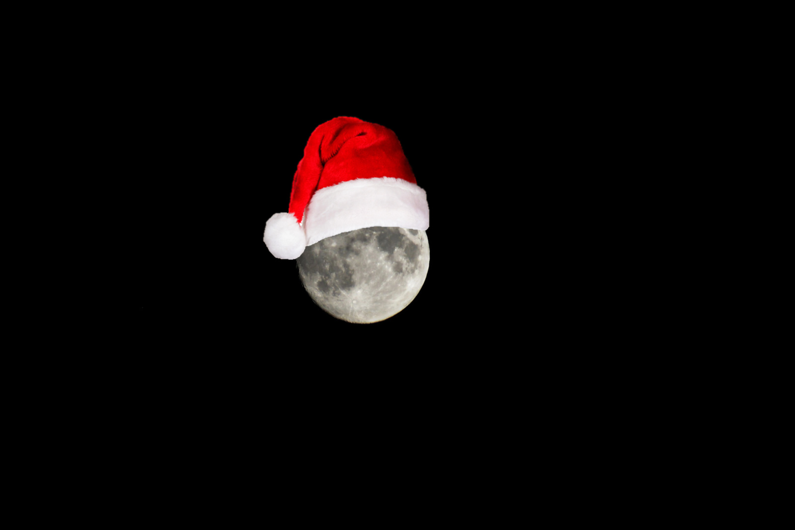Moon with santa hat