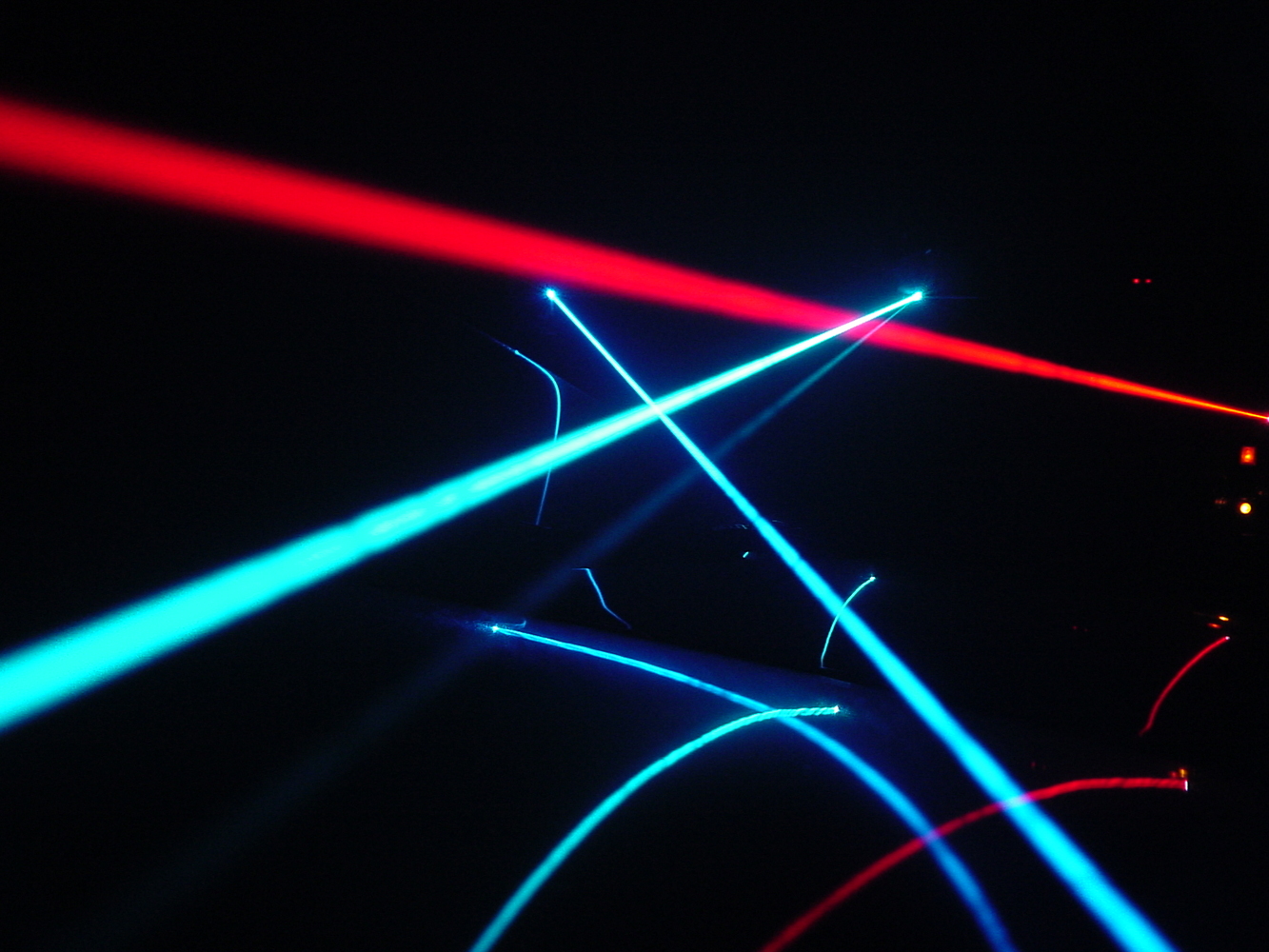 Argon-ion and He-Ne laser beams