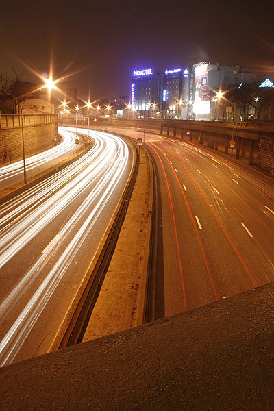 Long exposure of Paris peripherique at night