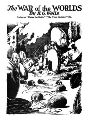 Interior illustration to H. G. Wells' novel The War of the Worlds from reprinting in Amazing Stories, August 1927.