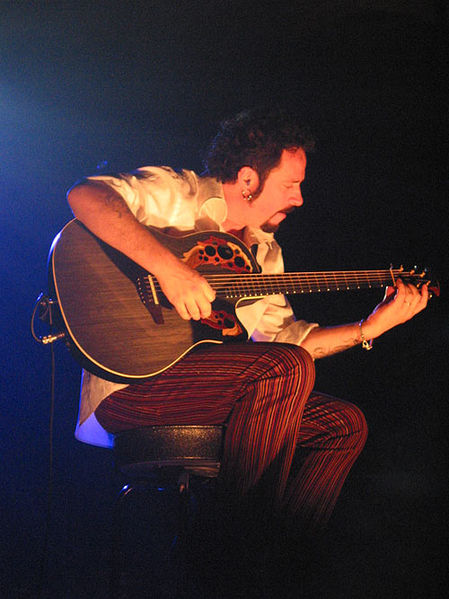 Steve Lukather (Toto) playing on a half-acoustic guitar