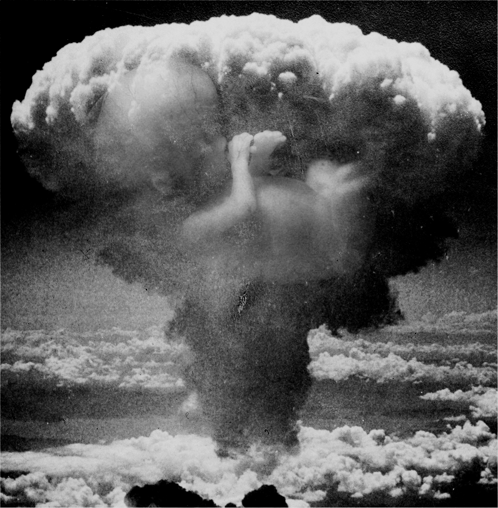 A mushroom cloud from an explosion.