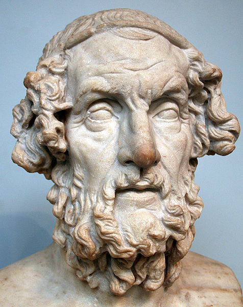  Marble terminal bust of Homer. Roman copy of a lost Hellenistic original of the 2nd c. BC. From Baiae, Italy. The so-called Hellenistic blind-type can be paralleled with figures of the Pergamon Altar, and the original of the type was perhaps created...