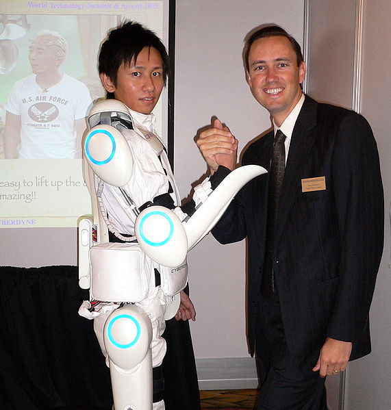 An electrically powered exoskeleton suit currently in development by Tsukuba University of Japan.