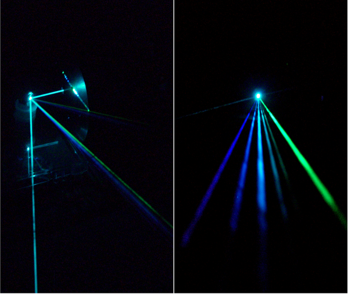 Argon laser beam separated into several beams at different wavelengths