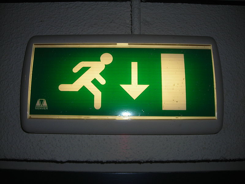 Emergency light with an emergency exit pictogram