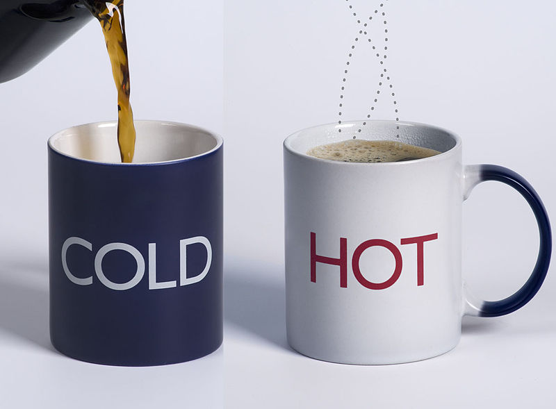 A temperature sensitive mug
