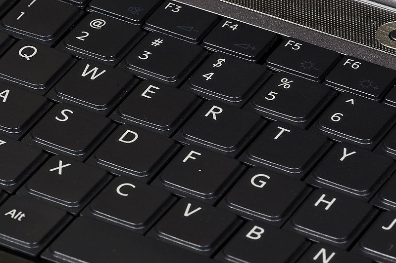 QWERTY keyboard, on 2007 Sony Vaio laptop computer.