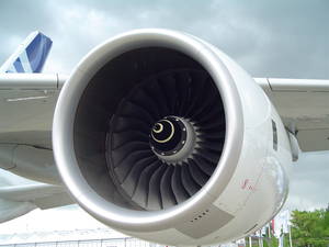 Rolls-Royce Trent 900 on the prototype Airbus A380. This aircraft carries four.