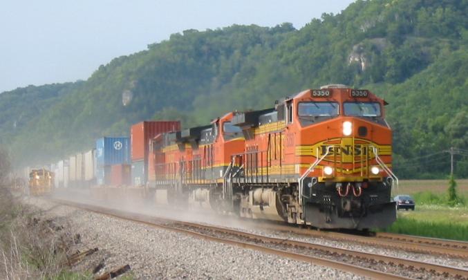 An eastbound BNSF train at Prairie du Chien, Wisconsin.