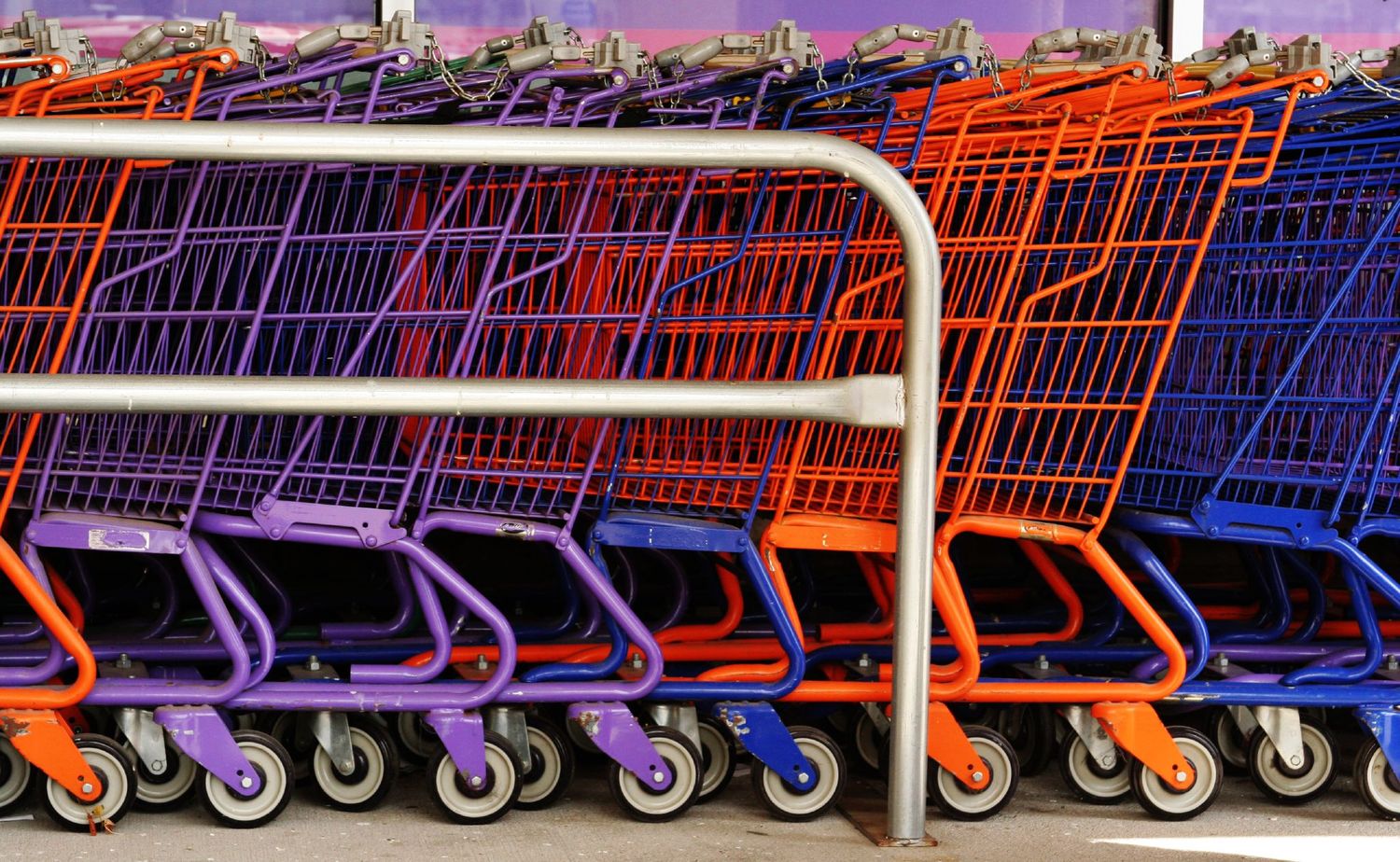 A row of shopping carts