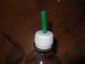 Straw through bottle top