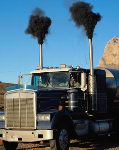 Diesel smoke from a big truck