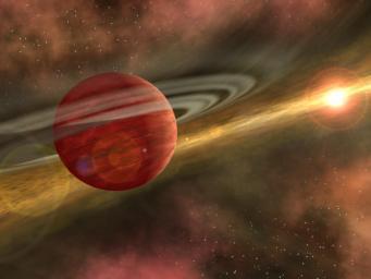 An artist's impression of the birth of a planet.