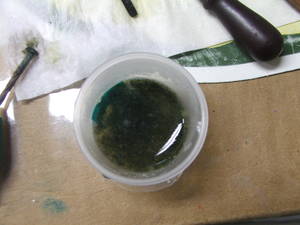 A container with an iron(II) hydroxide