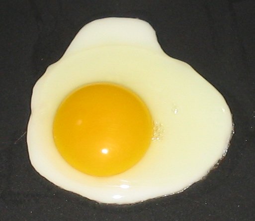 A fried egg, sunny side up.