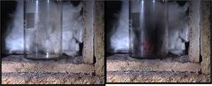 Explosive exfoliation of graphite oxide by heating.
