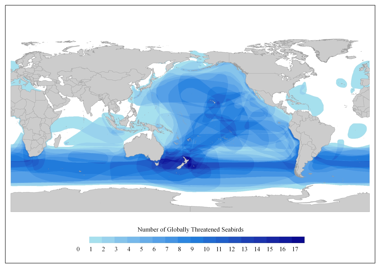 At-sea distribution of threatened seabirds around the globe
