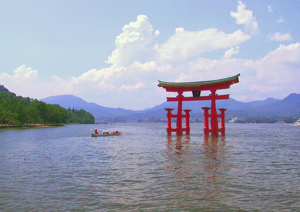 Torii of Itsukushima Shrine near Hiroshima, one of the Three Views of Japan and a UNESCO World Heritage Site