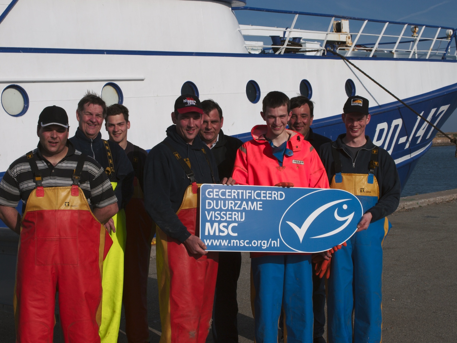 Marine Stewardship Council fishermen with logo