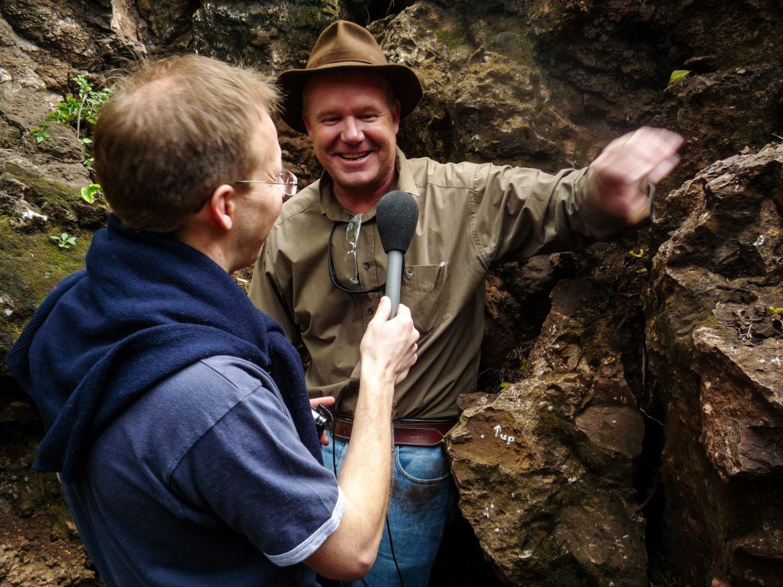 Chris Smith interviews Professor Lee Berger in the Malapa cave