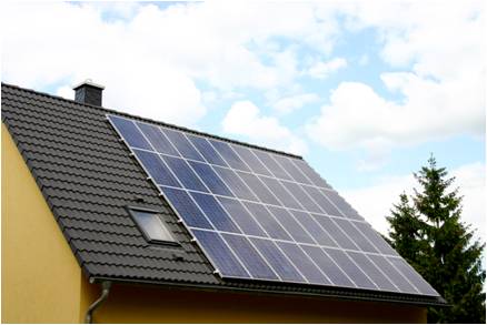 Photovoltaic panels on a domestic roof