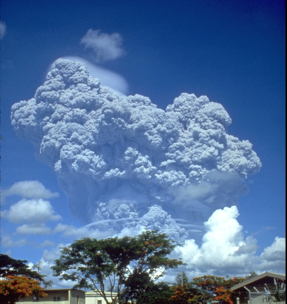 The June 12, 1991 eruption column from Mount Pinatubo taken from Clark Air Base.