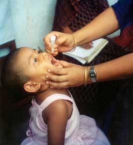 Child receiving a polio vaccine