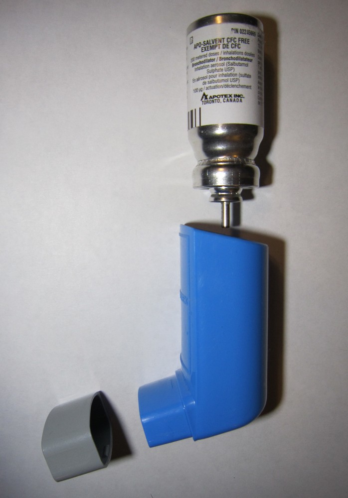 Salbutamol metered dose inhaler.