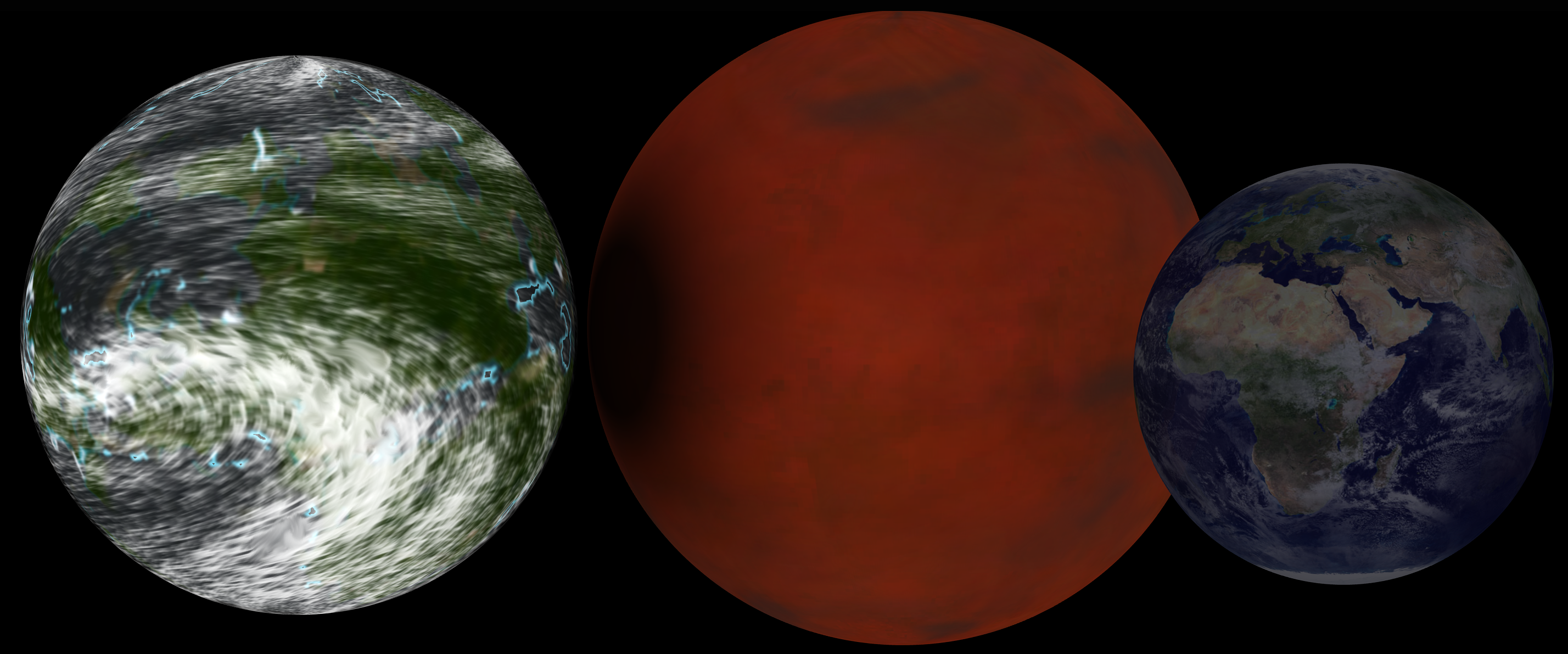 Hypothetical super earth next to Earth for comparison.