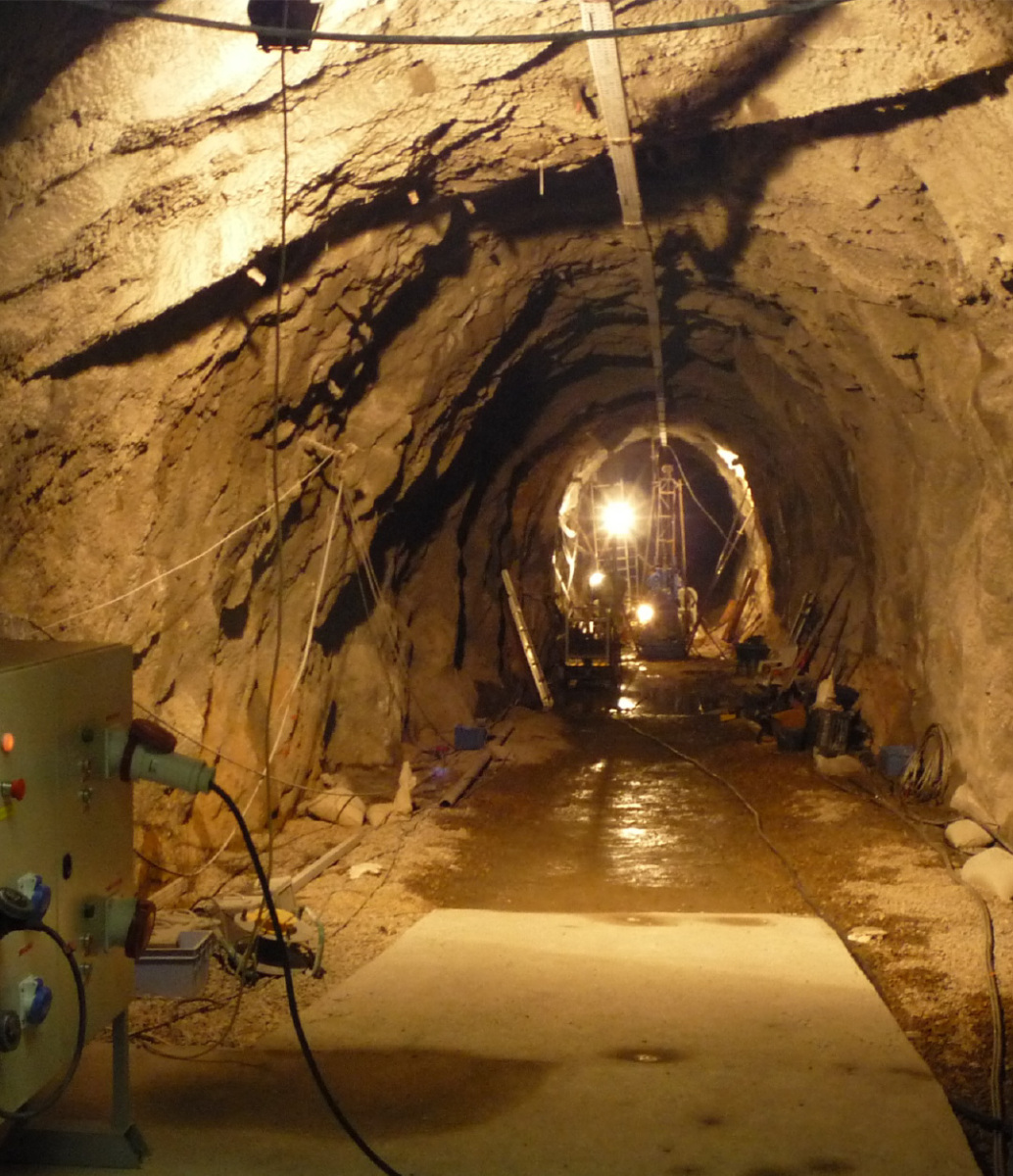 The tunnel in France, 900ft underground, where the fluid-injection experiments were conducted