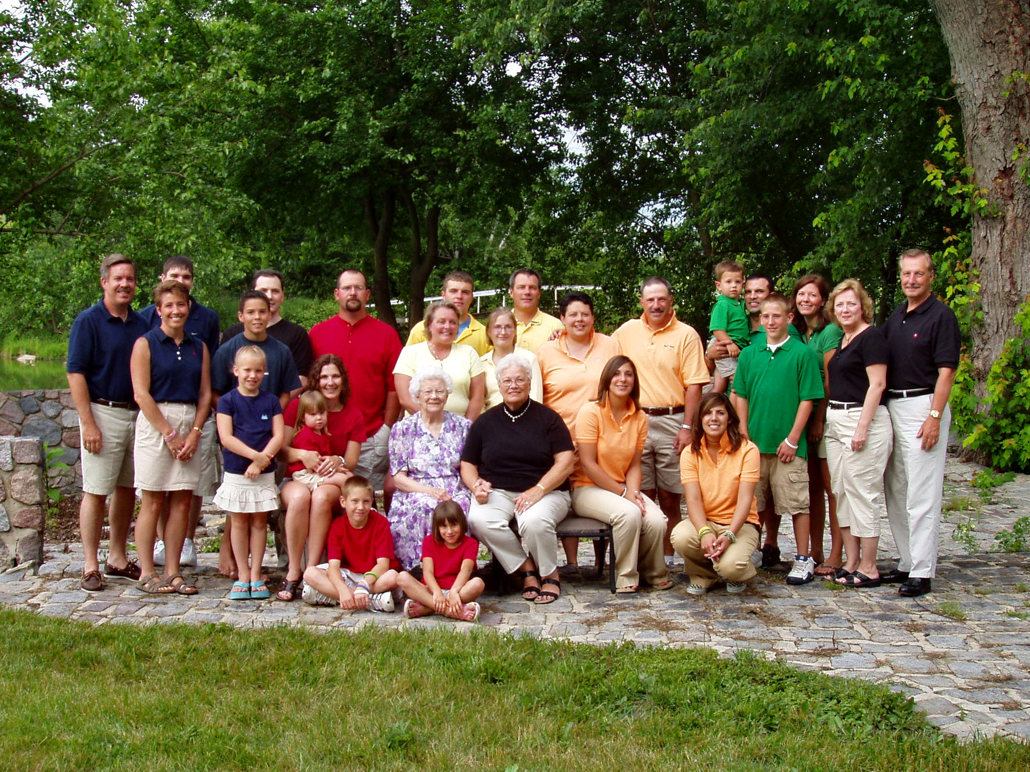  Typical extended middle-class U.S. family from Indiana of Danish/German extraction. The woman in the lavender print dress is the 87-year-old great grandmother; her daughter, a 67-year-old grandmother, is next to her. They are surrounded by the third...