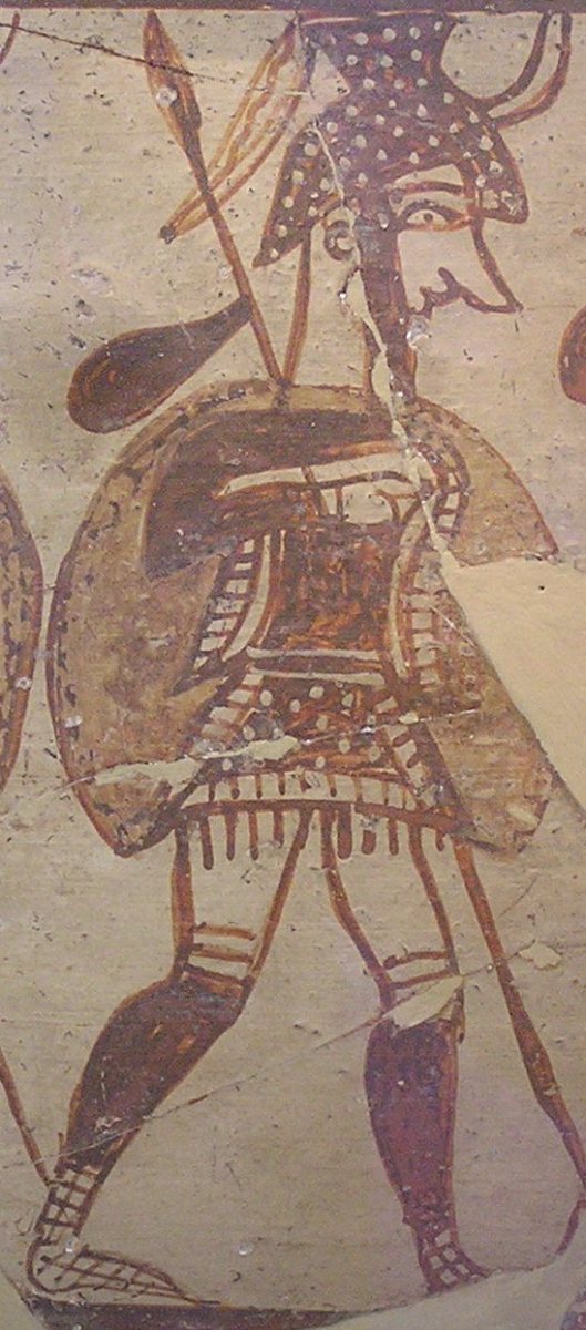 Mycenaean warrior on a Bronze Age krater vase