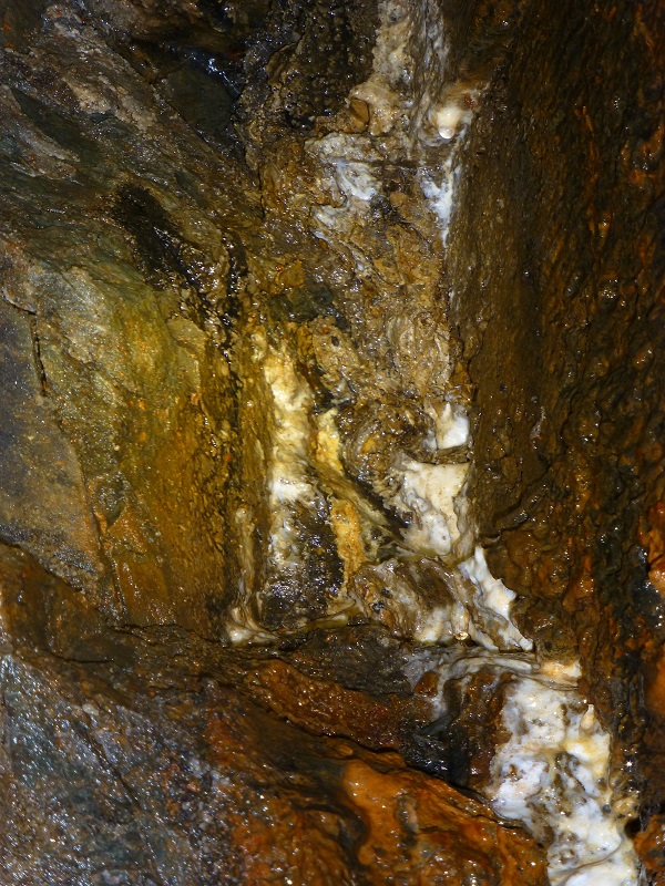 Gold mine fissue with water seepage
