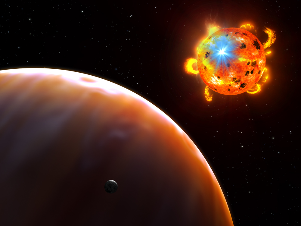  This is an artist's concept of a red dwarf star undergoing a powerful eruption, called a stellar flare. A hypothetical planet is in the foreground. Flares are sudden eruptions of heated plasma that occur when the field lines of powerful magnetic...