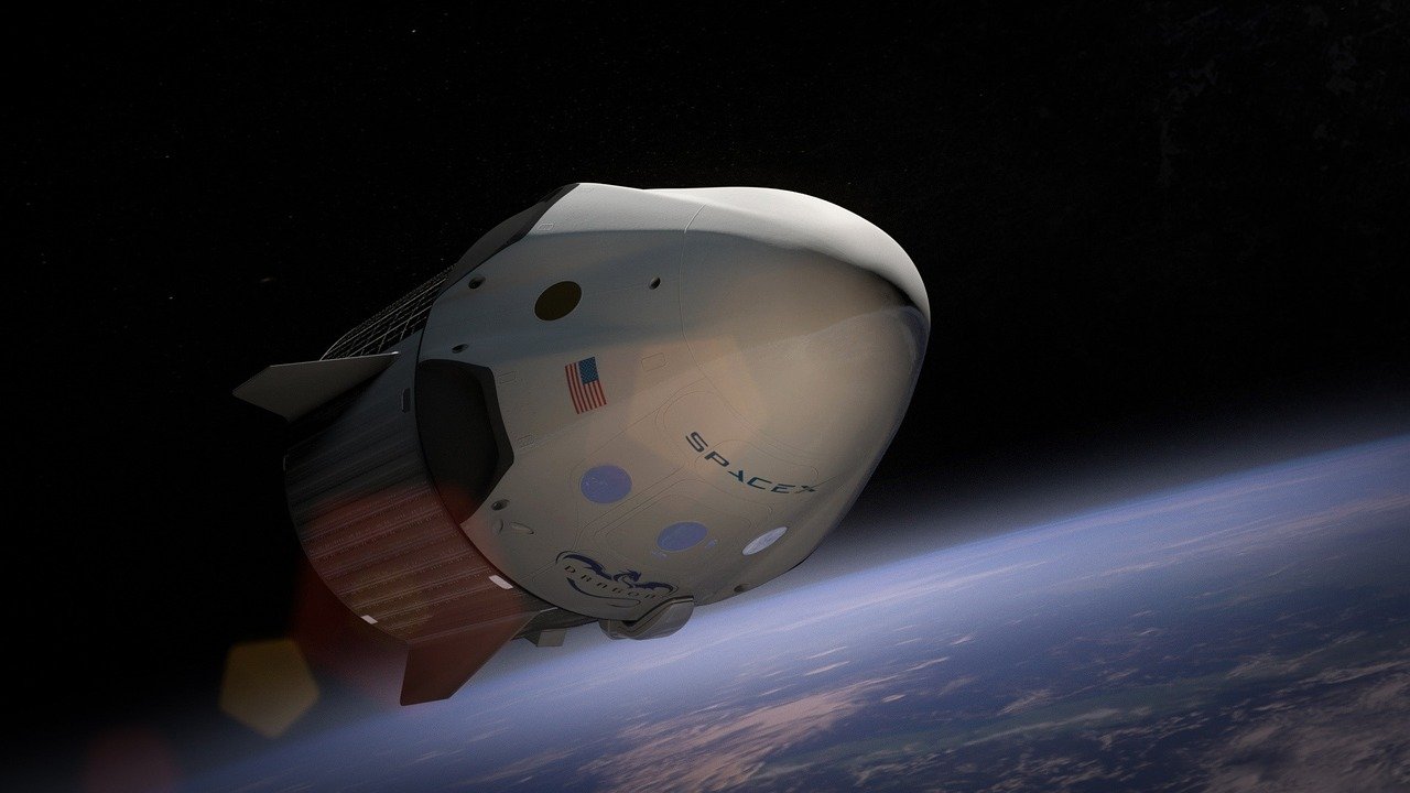 The SpaceX Crew Dragon capsule in orbit.
