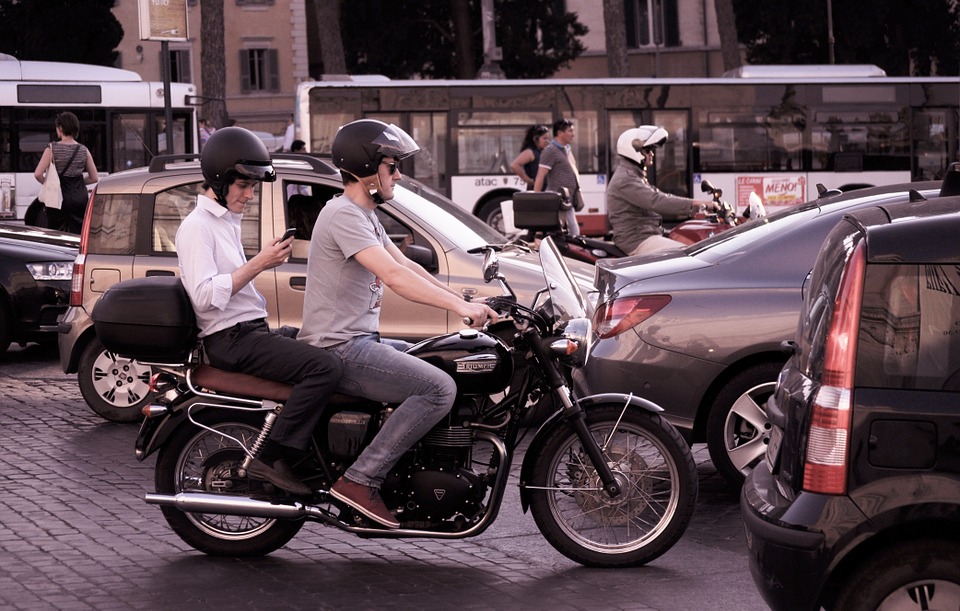Motorbike in traffic