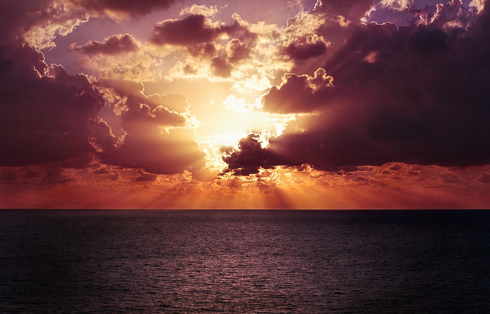 Sunrise or sunset over sea