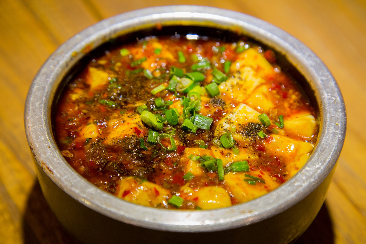 A bowl of mapo tofu.
