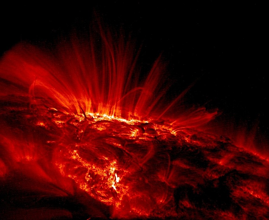 Solar flares on the sun's surface.