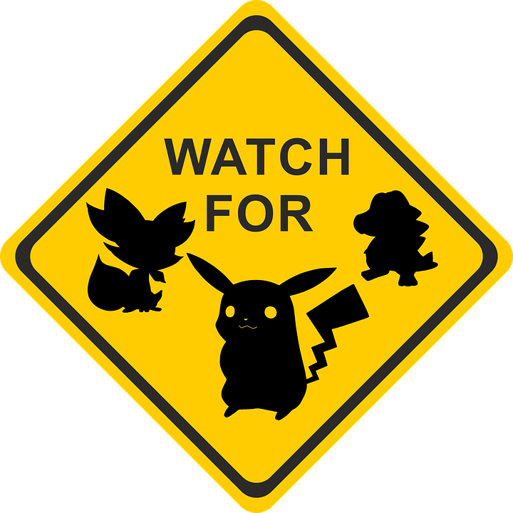 A sign displaying Pokemon characters.