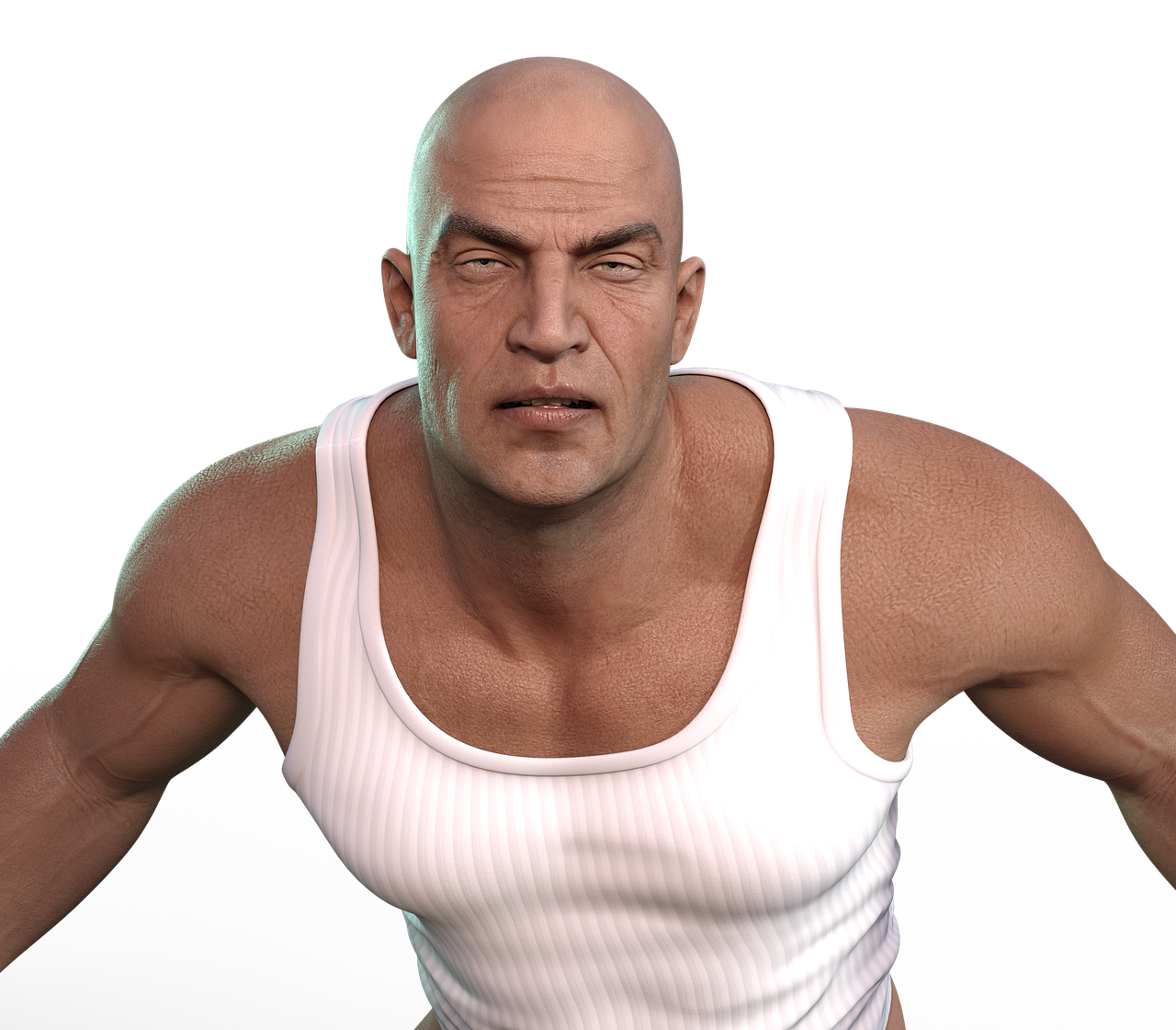 A man with a bald head
