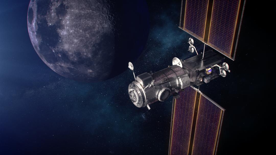 Artist's impression of the future of lunar exploration