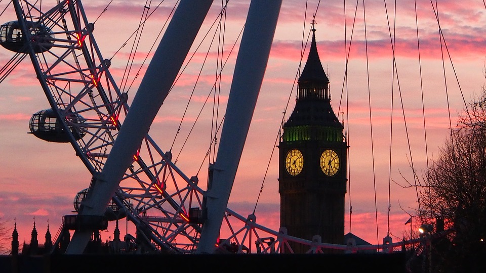 Big Ben behind the London Eye